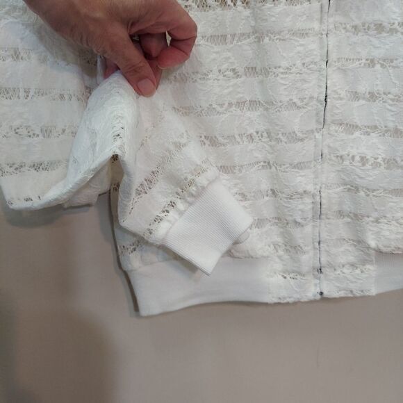 BCBG Maxazaria 'Kasen' Stripe & Lace Zip-up - Picture 6 of 8